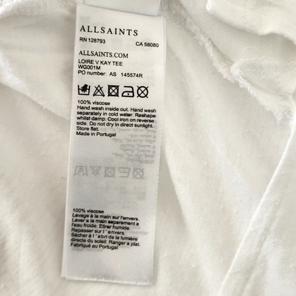 All Saints Cream Embellished Short Sleeve Relaxed Blouse Size S - Picture 12 of 14